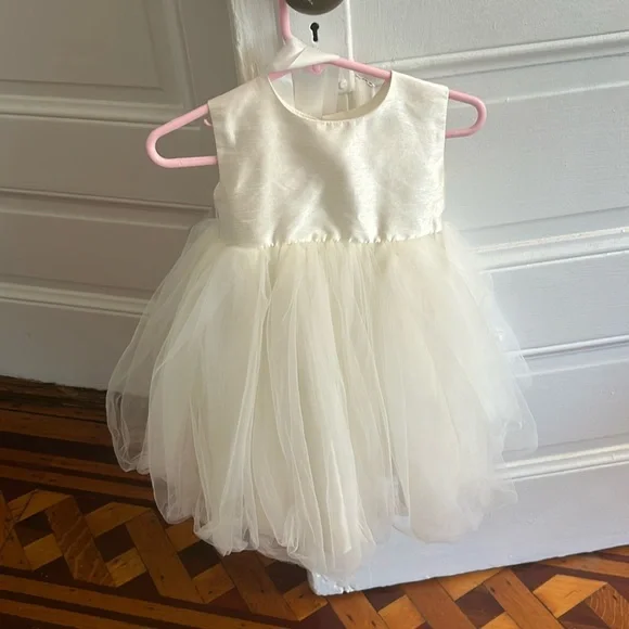 Ivory Tulle & Satin Flower Girl Dress 18mo - Picture 1 of 2